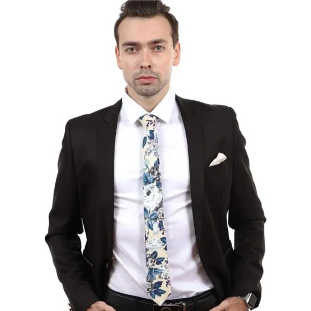 Men's Cotton Printed Floral Tie 2.56" 22 - Picture 2 of 3